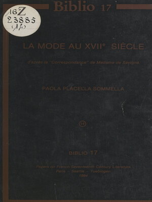 cover image of La mode au XVIIe siècle